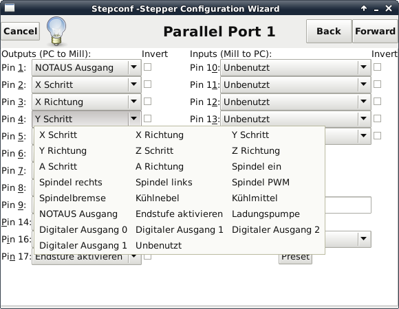 LinuxCNC Parallelport